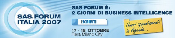 Iscriviti al Sas Forum Italia 2007